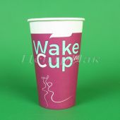 Стакан бумажный 530 мл однослойный Wake Me Cup 16х50 (800) Ф